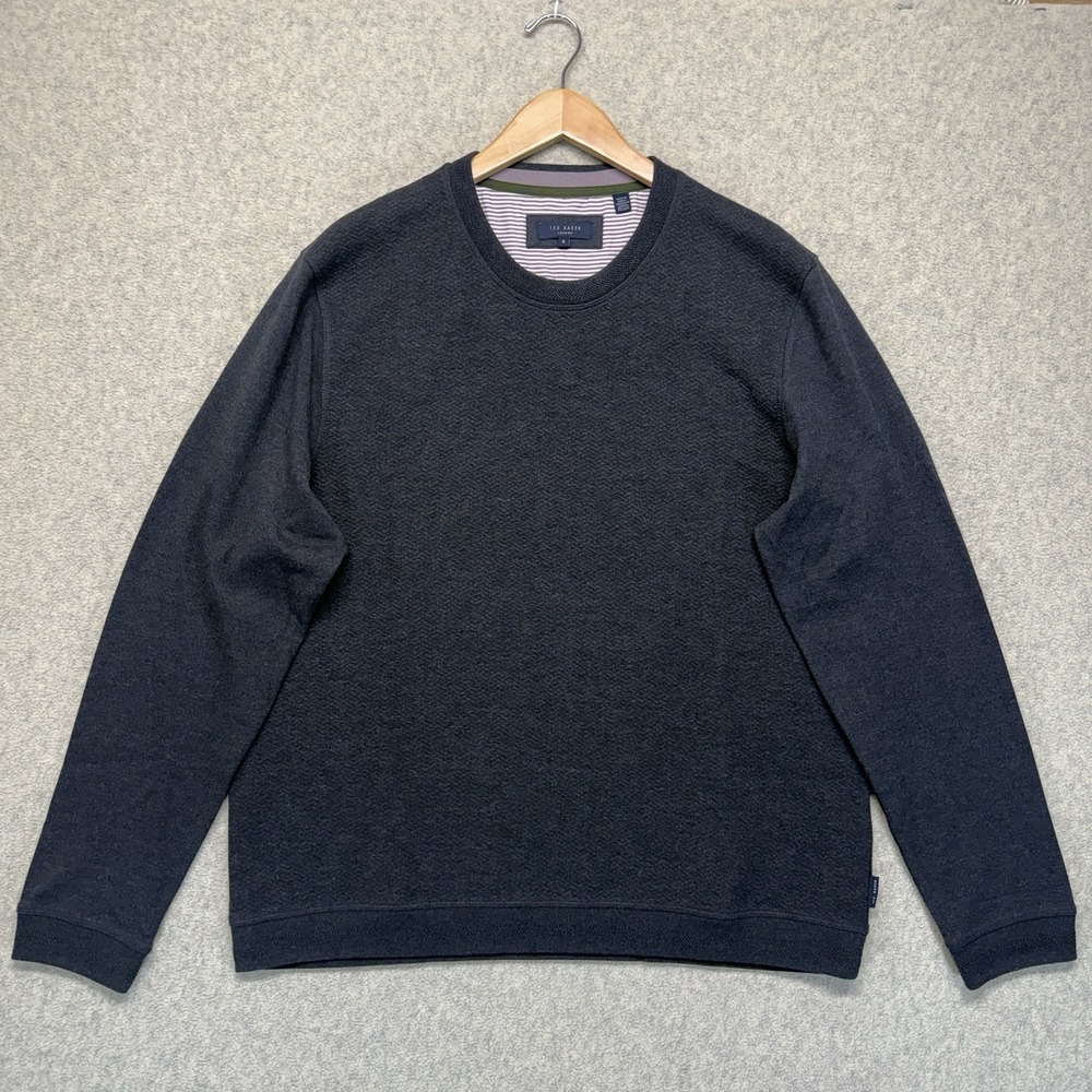 Ted‎ Baker London Men's Crewneck Sweater Navy Textured Long Sleeve Pullover 6